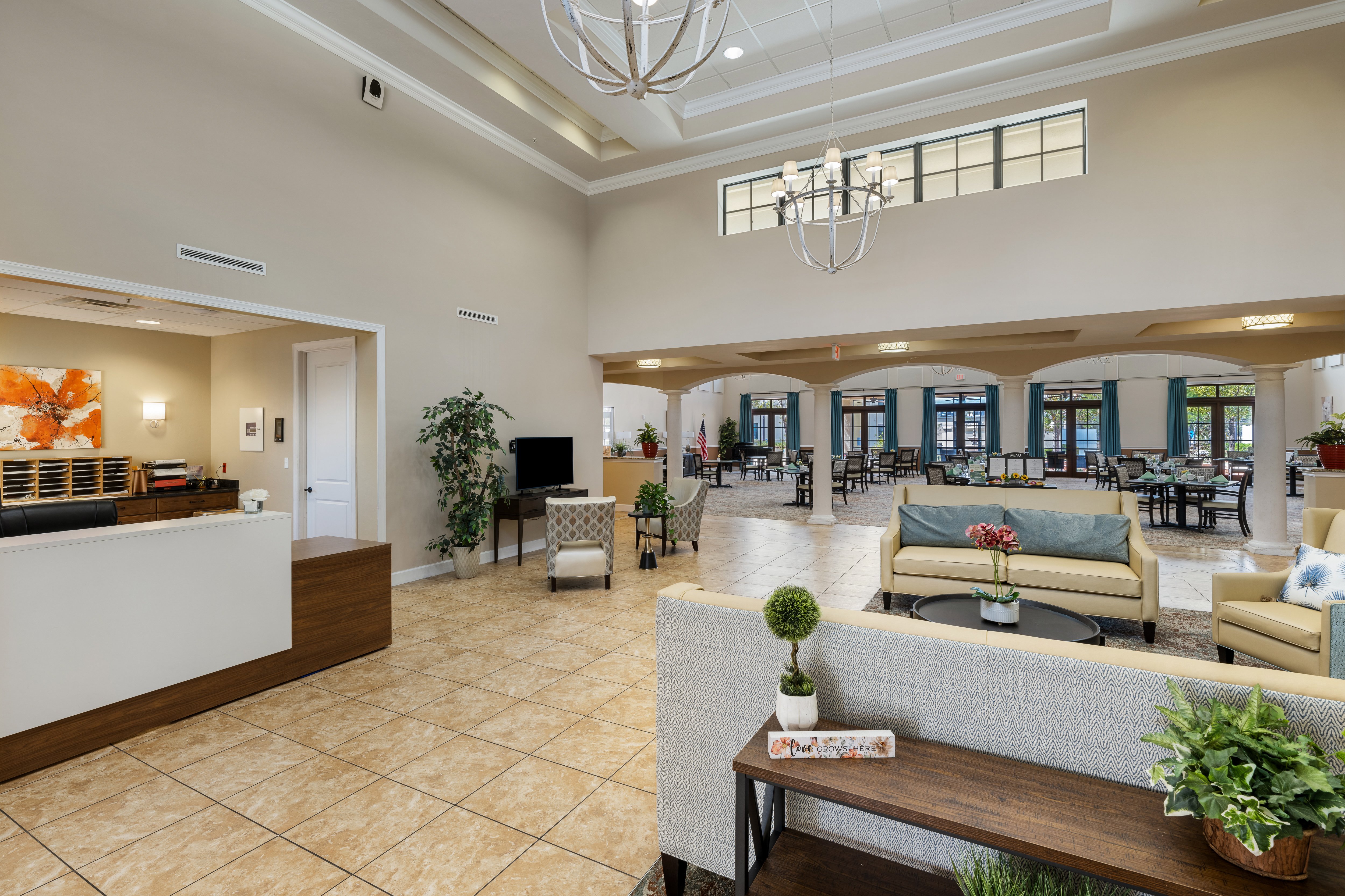 Discovery Commons Cypress Point front desk and reception area