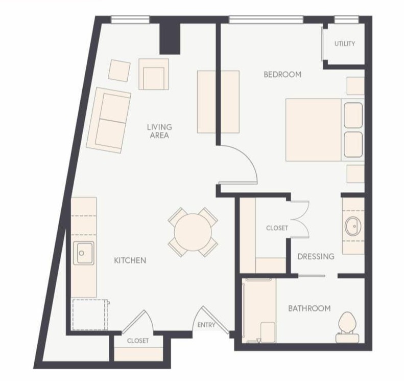 One Bedroom Plus C floor plan